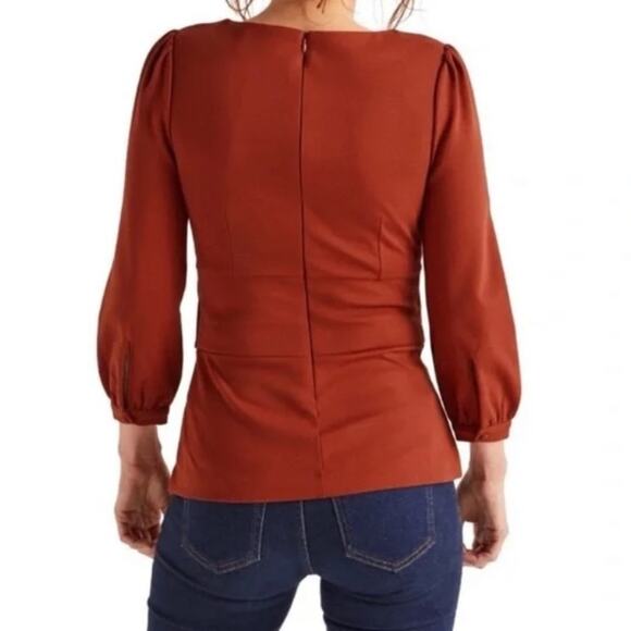 Boden Josephine Belted Ponte Top Clay Rust Top size 6 - Picture 2 of 10